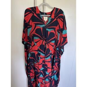Lola Faturoti Loves Life Kaftan Red Navy Green Size XS
